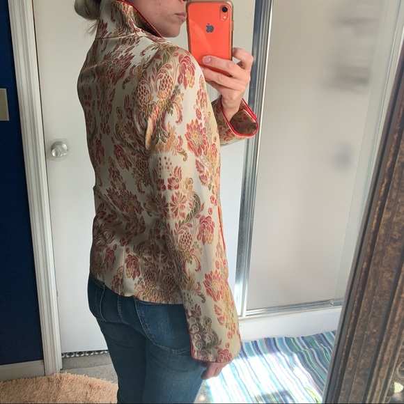 COPY - Carolina Herrera Gold Red Jacquard Floral Blazer S - Picture 8 of 15